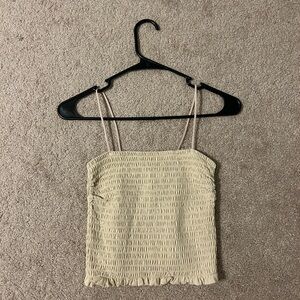 Abercrombie & Fitch Cream Smocked Ruffled Camisole